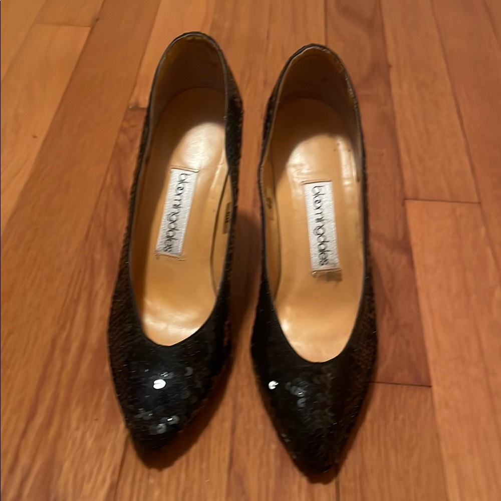 Black Sequin Women's High Heel Dresd Shoes